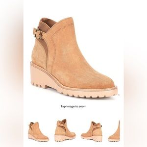 GB Suede wedge booties.